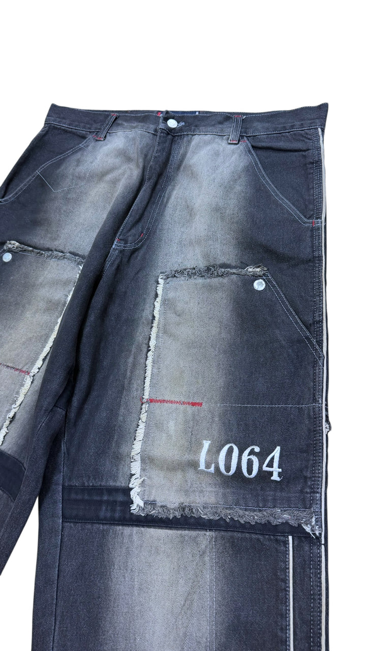 2000s patchwork cargo denim jeans