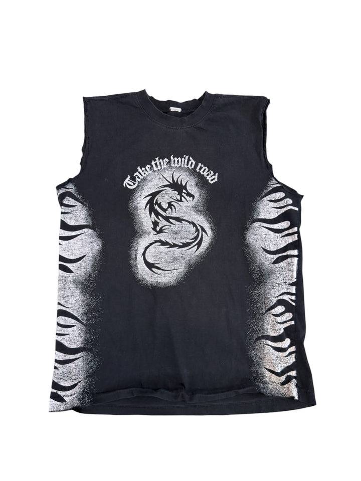 Vintage dragon graphic sleeveless top