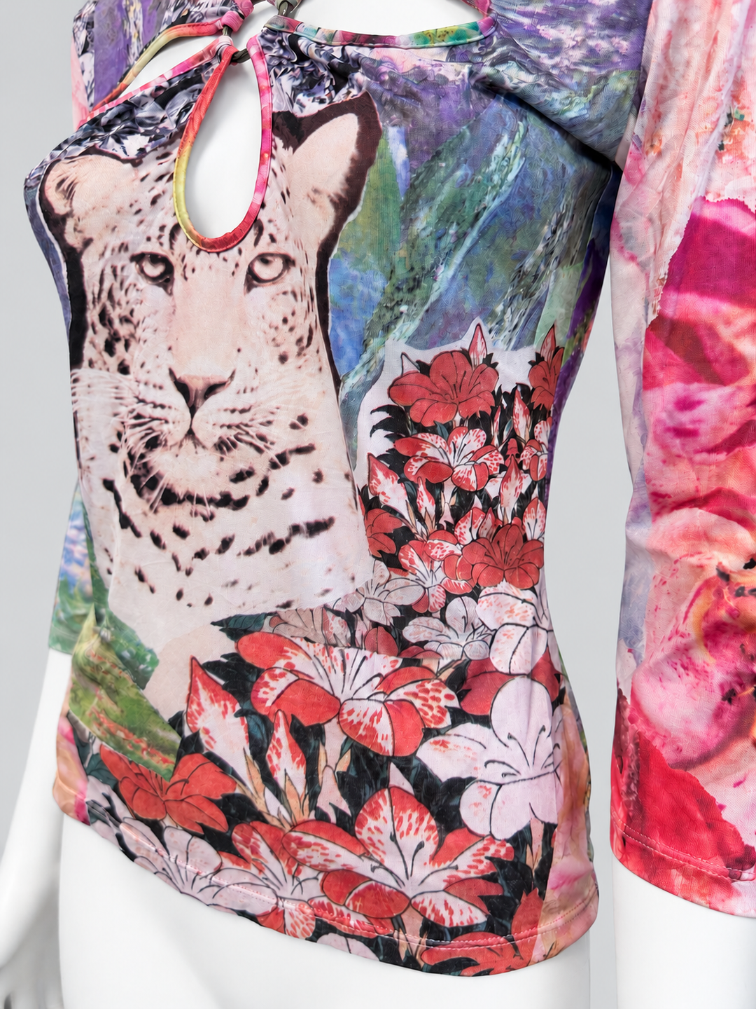 Just Cavalli vintage leopard cut-out top