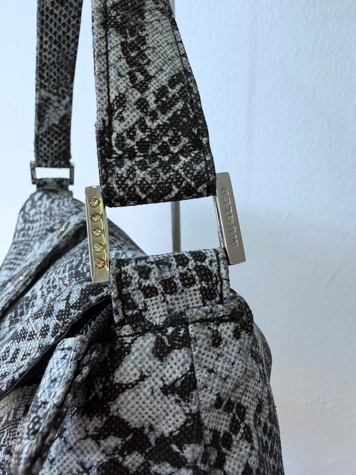 Mugler snake-print shoulder bag with star-stud details