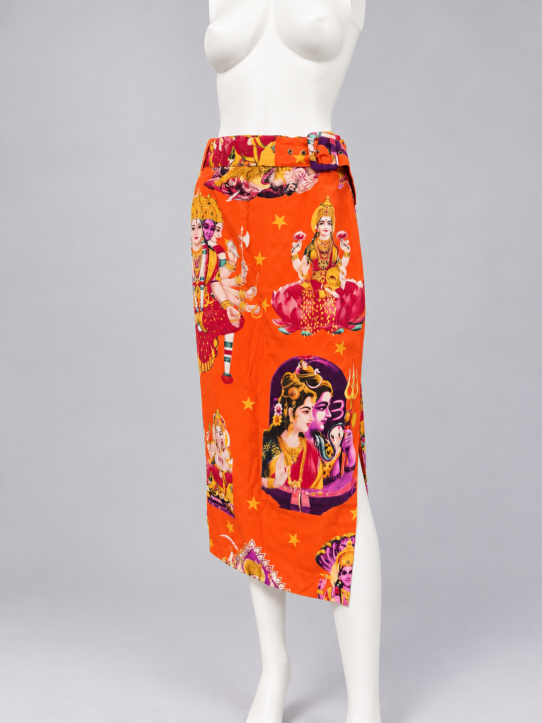 Byblos vintage Hindu Deity print silk skirt - SS 1992