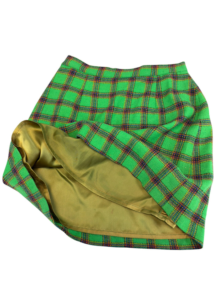 Versace Jeans Couture vintage green plaid mini skirt