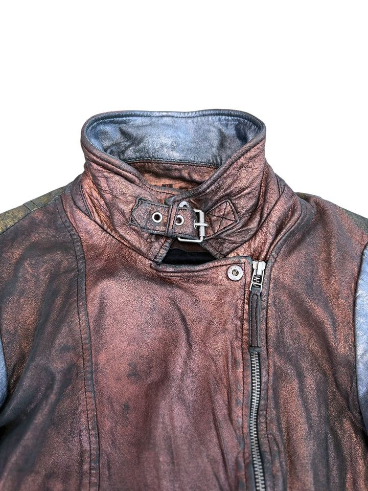 Freaky Nation Disco Fever metallic leather biker jacket