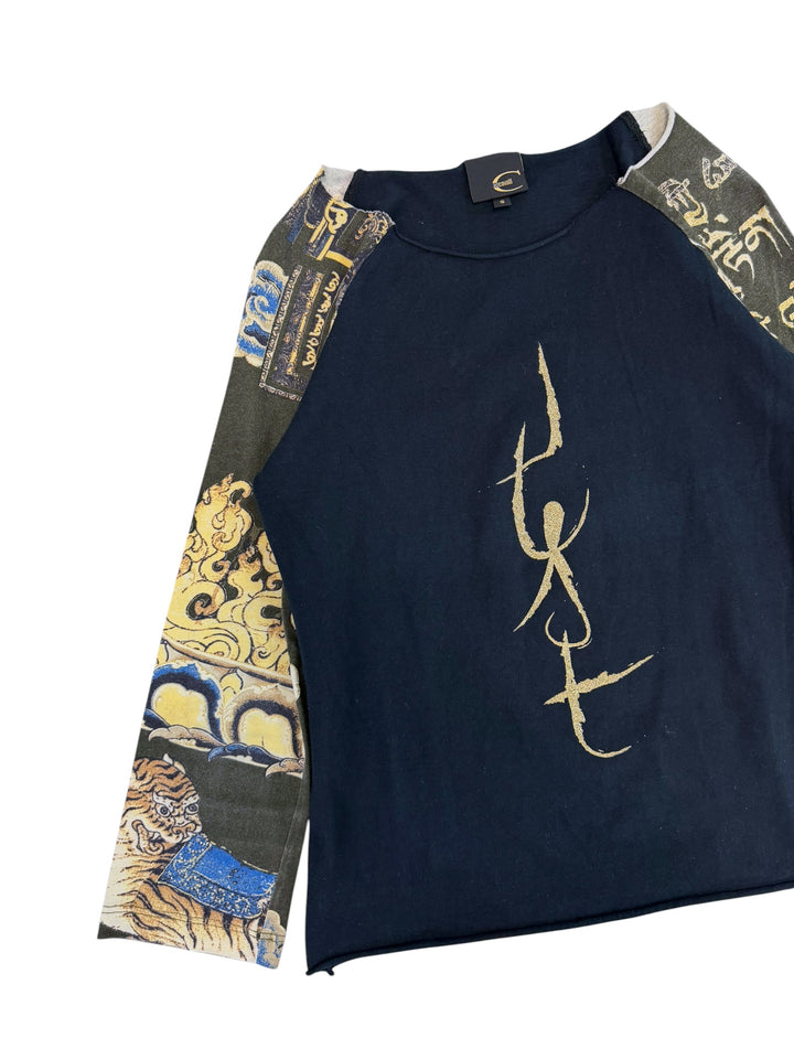 Just cavalli Tibetan print raglan long sleeve top