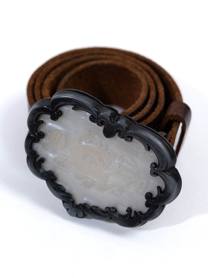 Diesel leather belt with dragon buckle