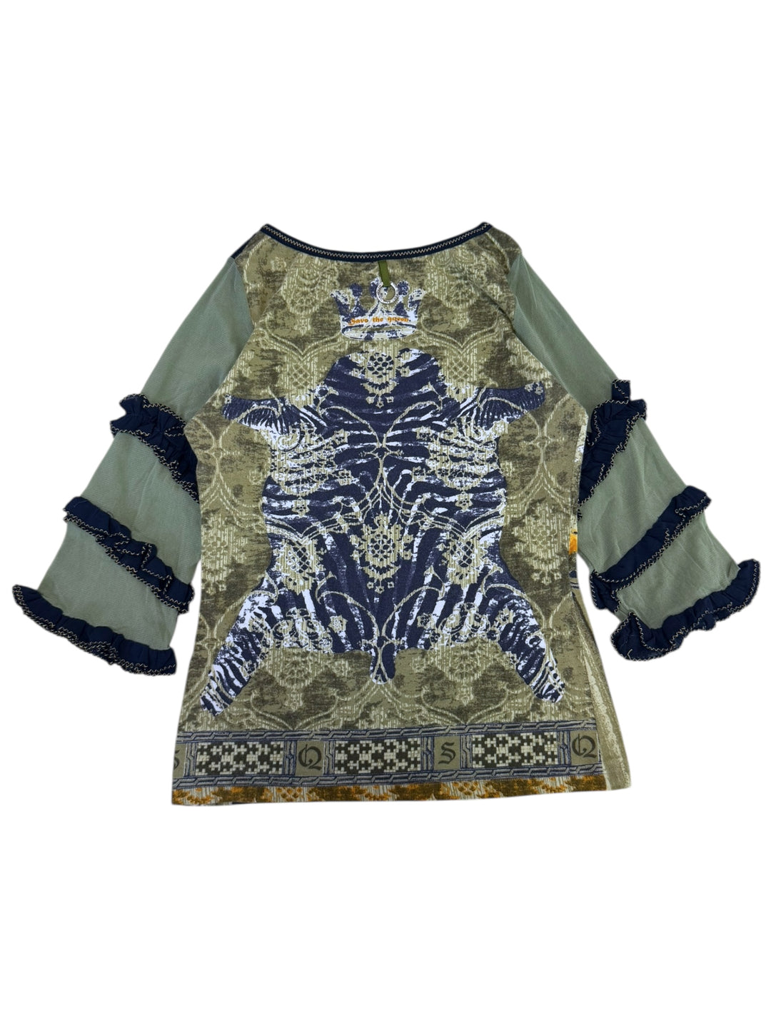 Save The Queen floral ruffle-sleeve top medium