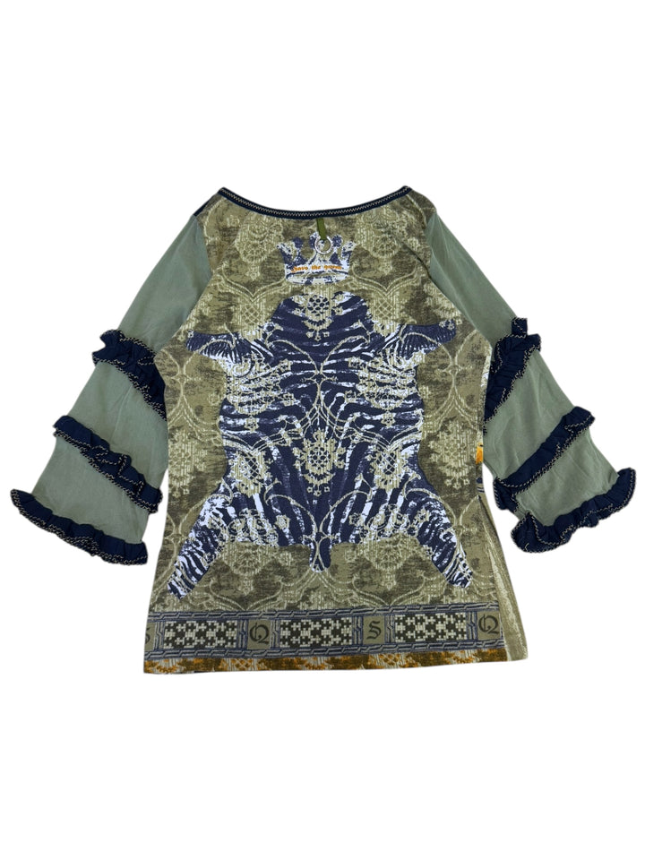 Save The Queen floral ruffle-sleeve top medium