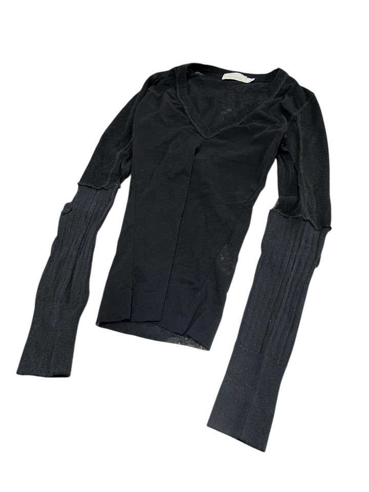 Pinko Vintage Black Knit & Mesh Long Sleeve Top (M)