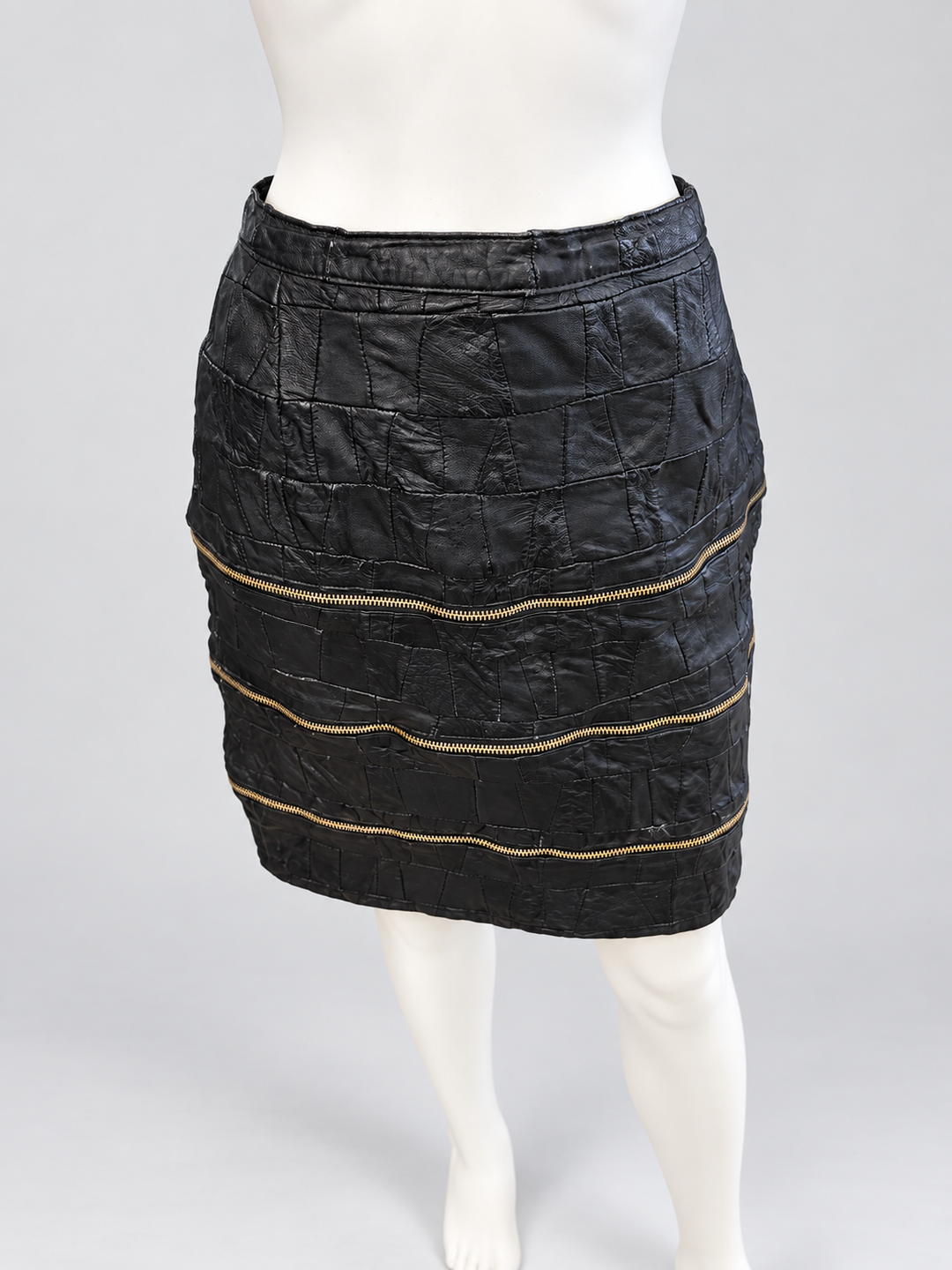 Vintage black patchwork zip skirt