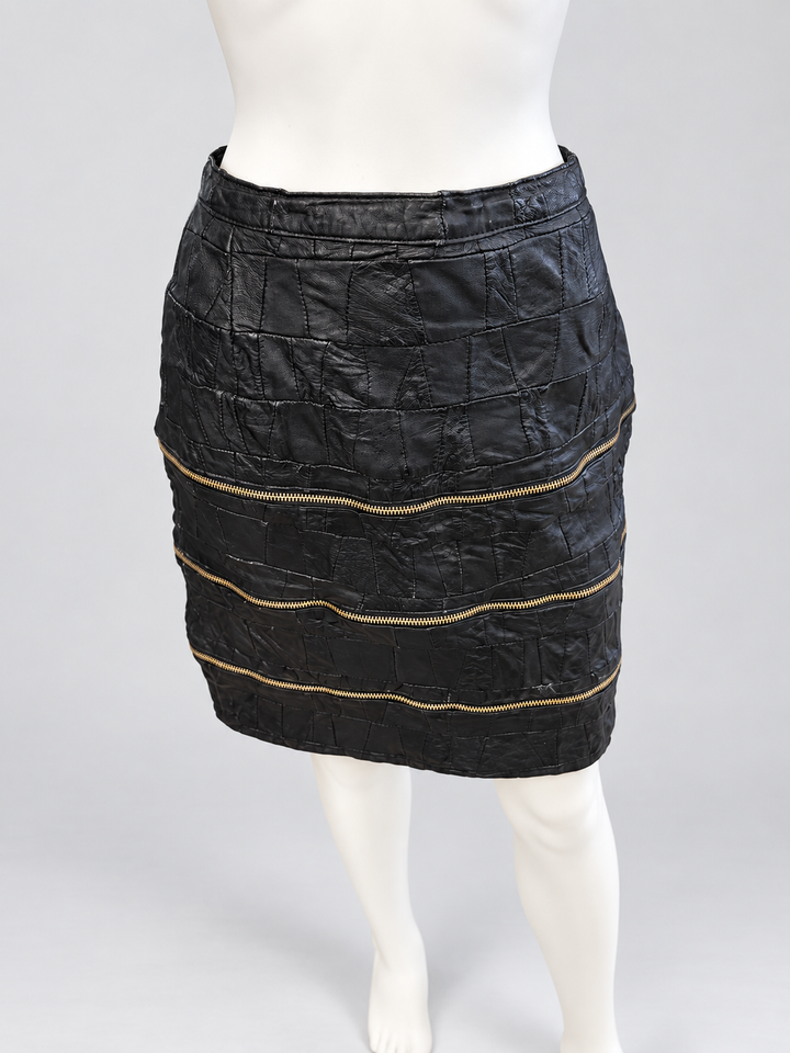Vintage black patchwork zip skirt