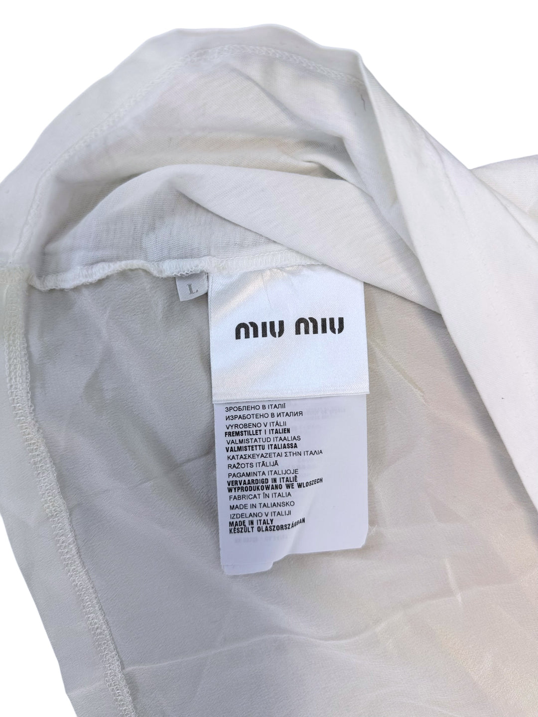 Miu miu crystal embellished collar t-shirt