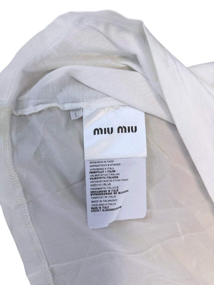 Miu miu crystal embellished collar t-shirt