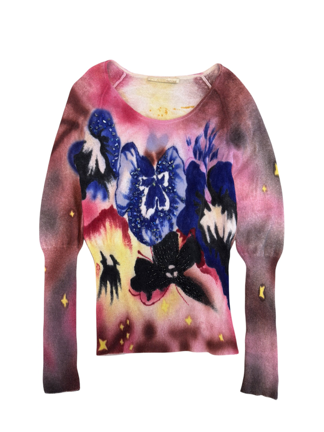 Class Roberto Cavalli floral embellished knit sweater