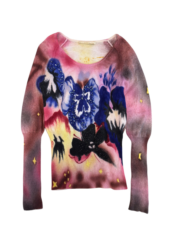 Class Roberto Cavalli floral embellished knit sweater