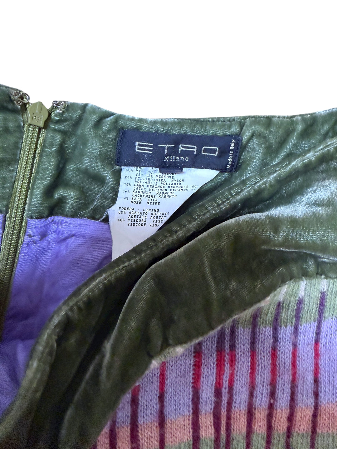 Etro Milano velvet trim wool-blend knit skirt medium (it 44 / eu 38)