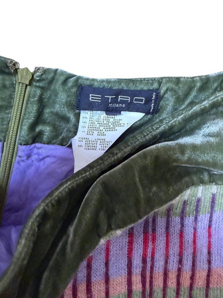 Etro Milano velvet trim wool-blend knit skirt medium (it 44 / eu 38)
