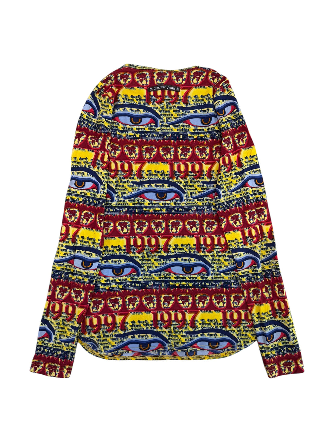Gaultier Jeans 1997 Tibetan eyes print long sleeve top