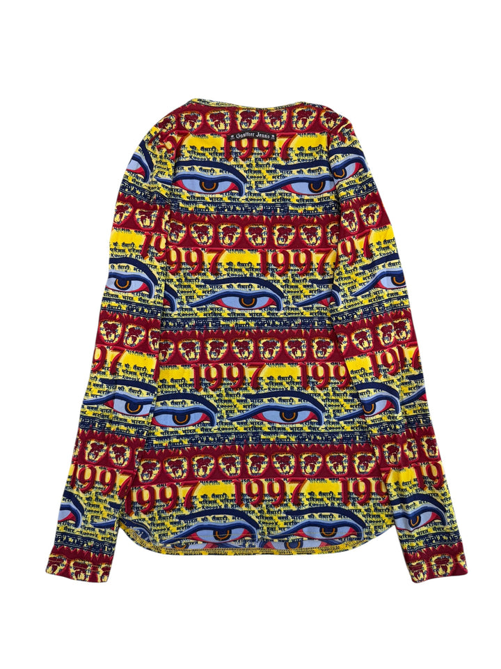 Gaultier Jeans 1997 Tibetan eyes print long sleeve top