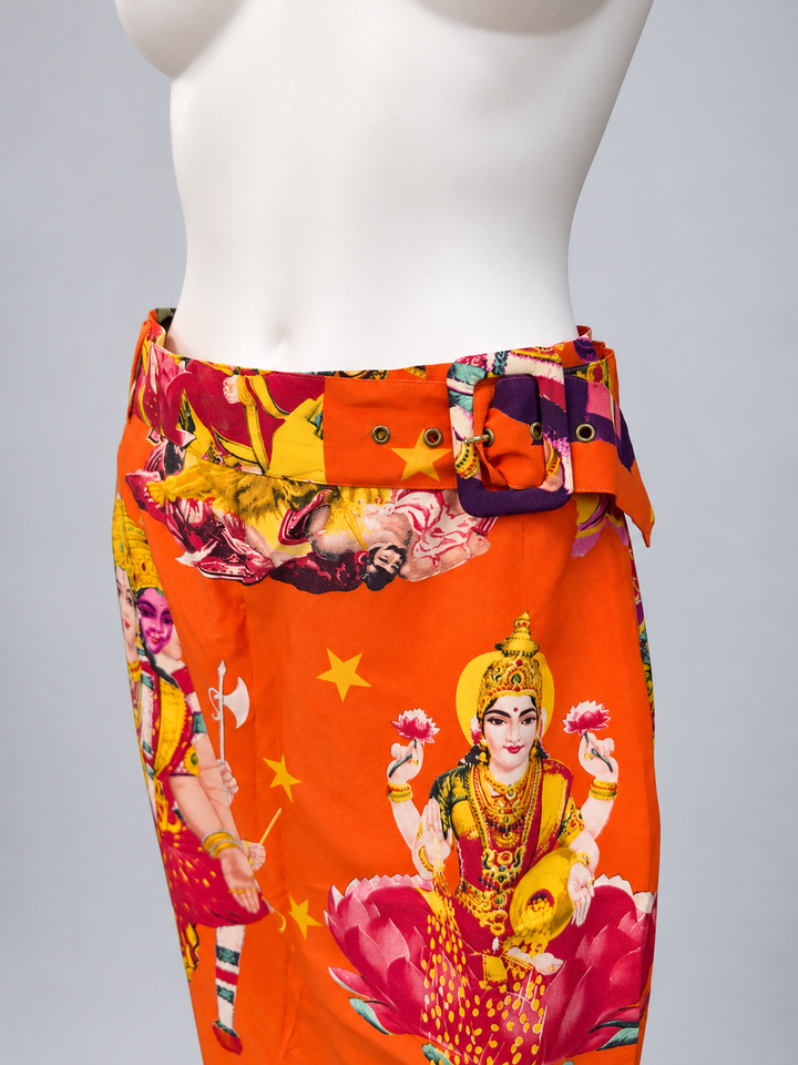 Byblos vintage Hindu Deity print silk skirt - SS 1992