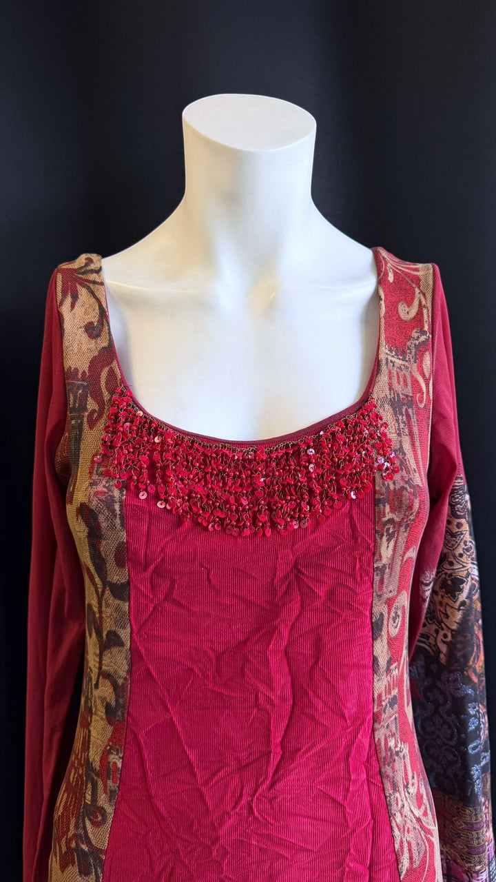 Save the Queen red printed embellished dress xl