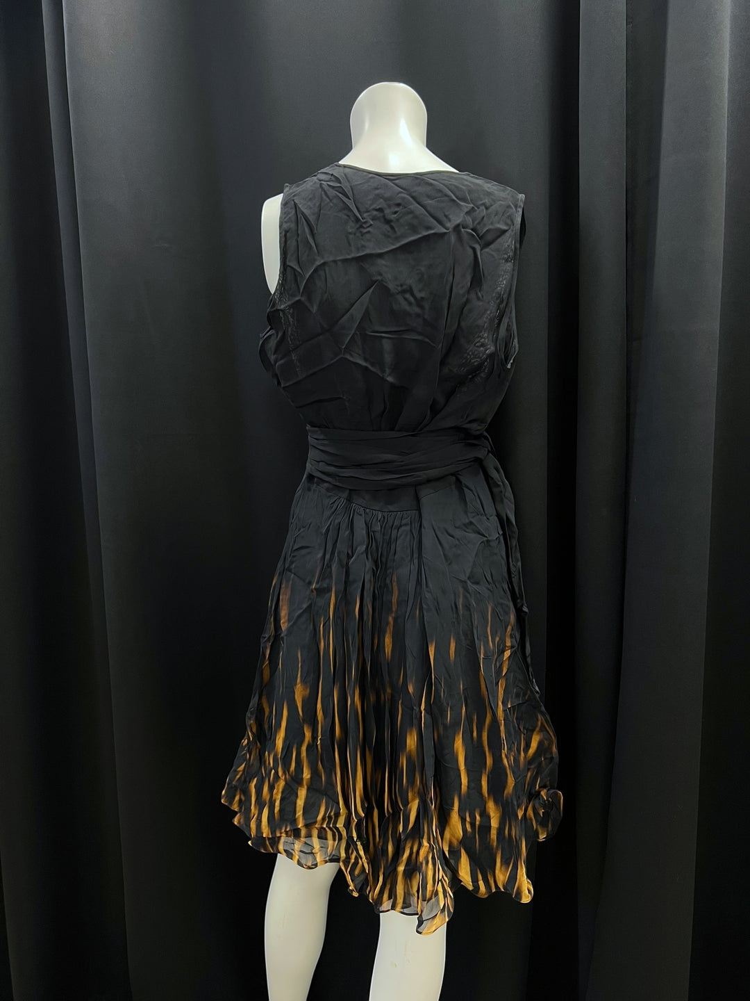 Just Cavalli Deadstock Black & Orange Flame Print Dress