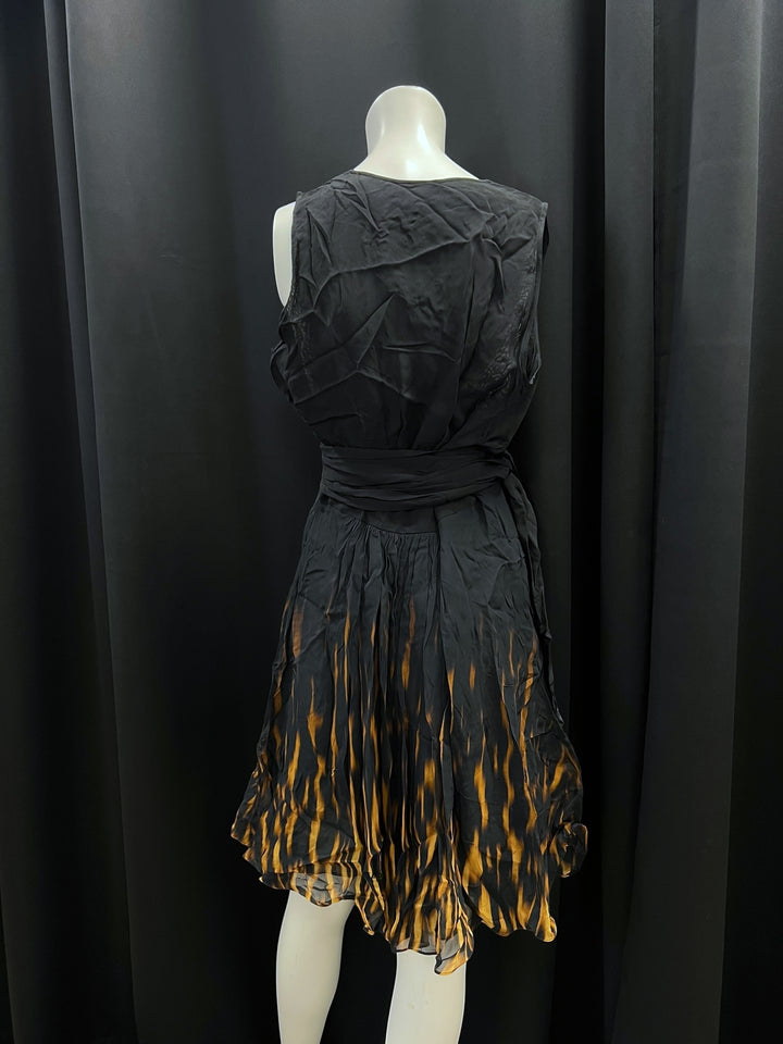 Just Cavalli Deadstock Black & Orange Flame Print Dress