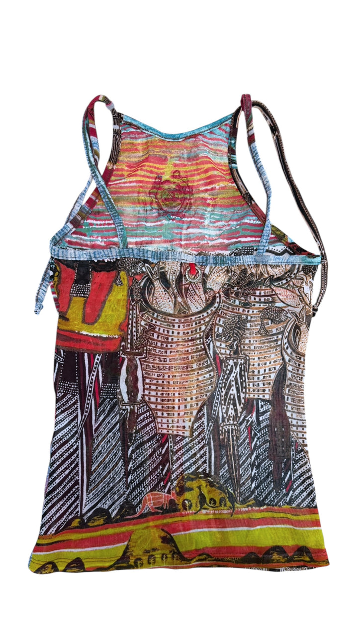 Save the Queen printed beaded tank top