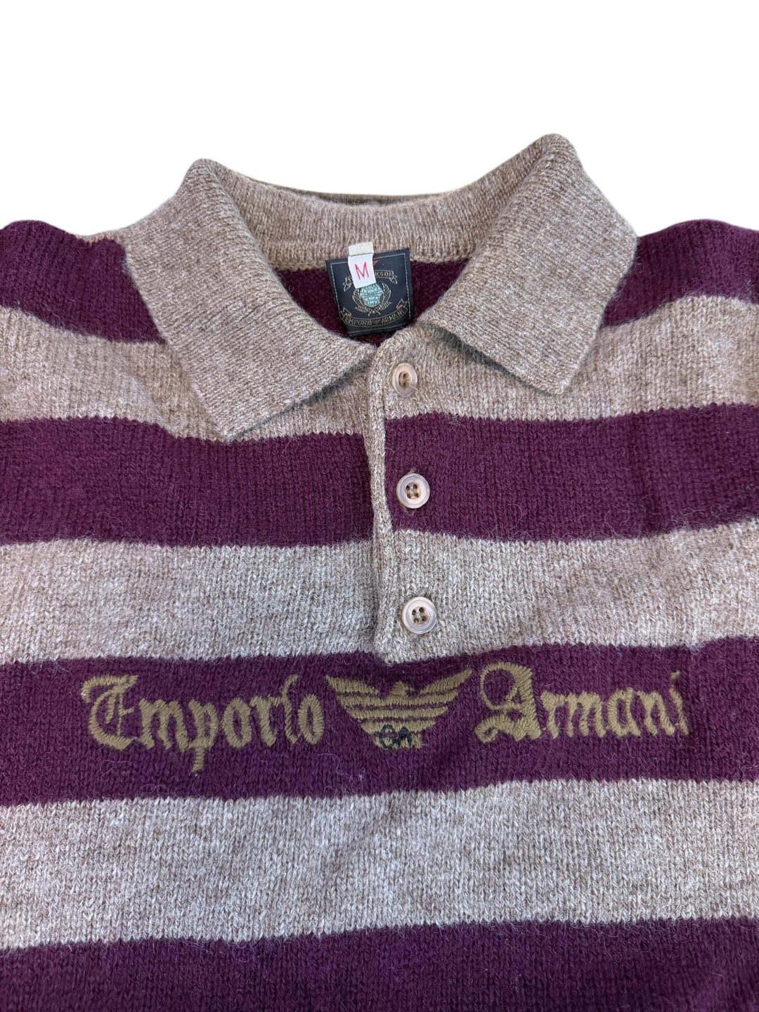 Emporio Armani vintage 1980s wool striped polo sweater