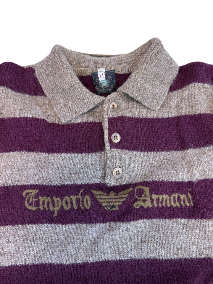Emporio Armani vintage 1980s wool striped polo sweater