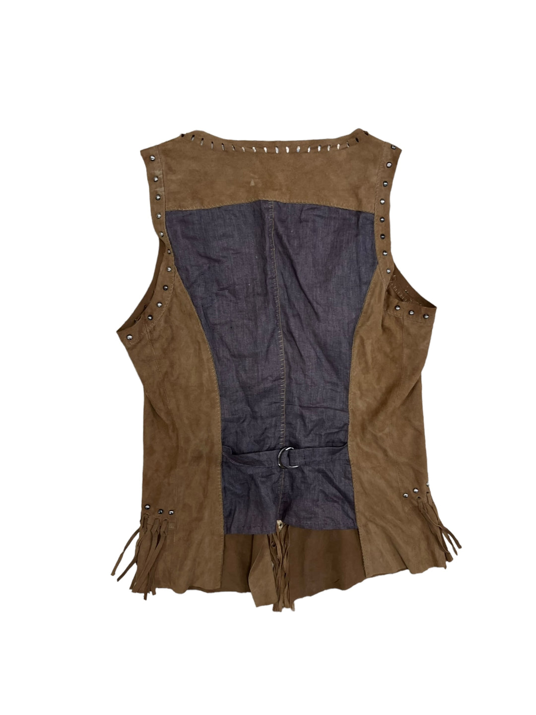 Hybris vintage leather & linen vest women’s medium