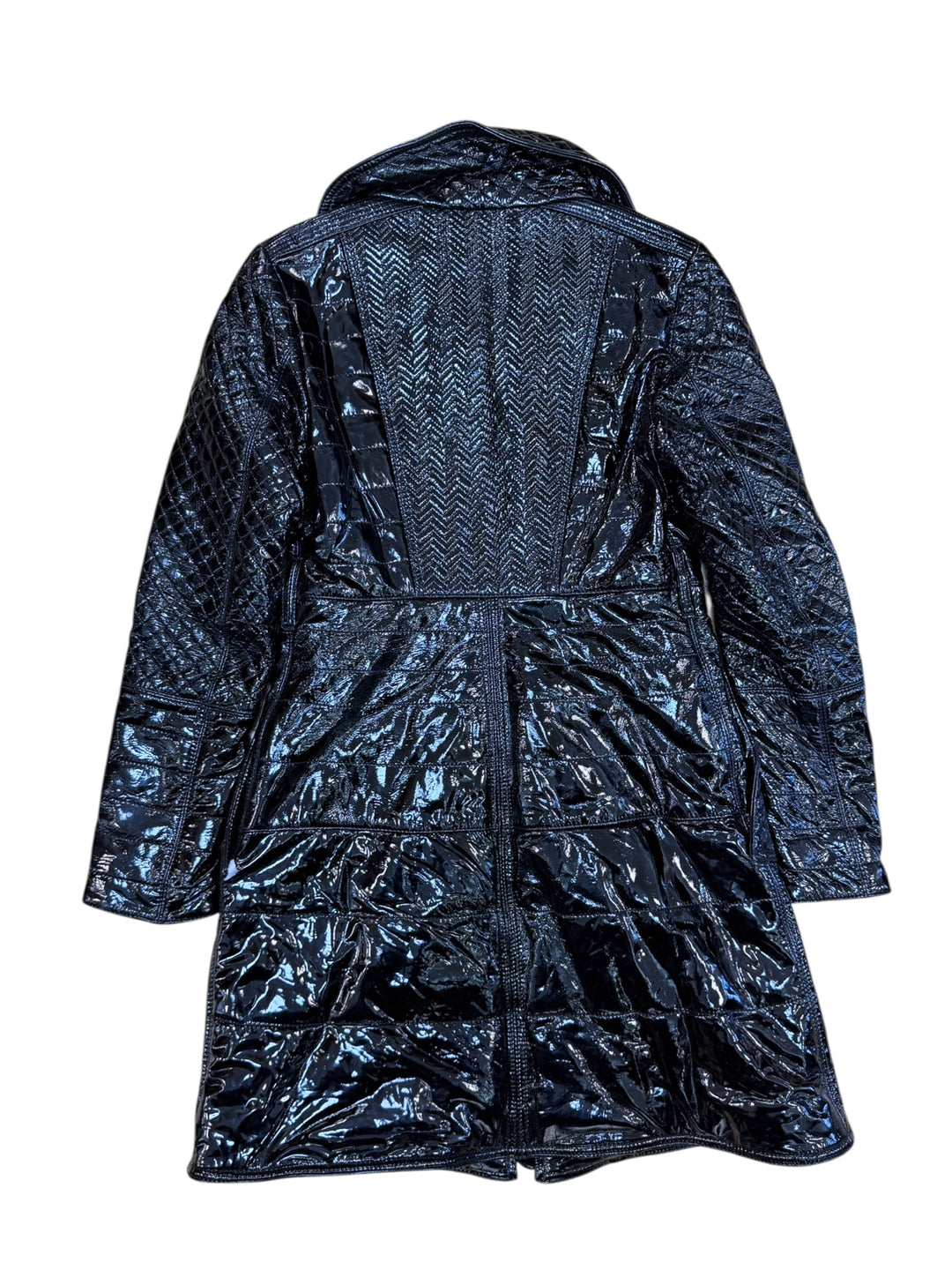 Burberry prorsum black patent leather quilted coat