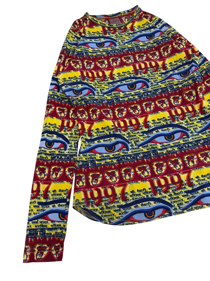Gaultier Jeans 1997 Tibetan eyes print long sleeve top