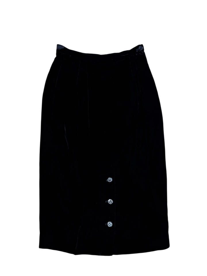 Valentino Miss V vintage black velvet pencil skirt extra small