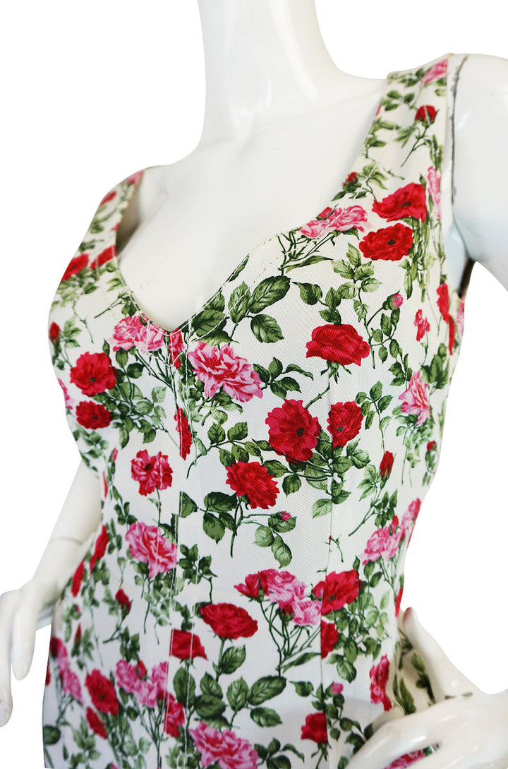 1990s Dolce & Gabbana Pretty Floral Fitted Dress Small