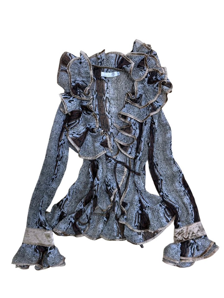 JDL Barcelona sheer ruffle blouse