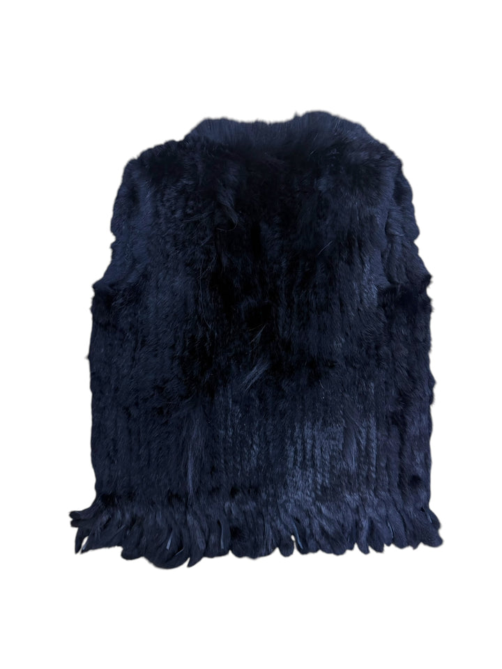 2000s black fur vest medium