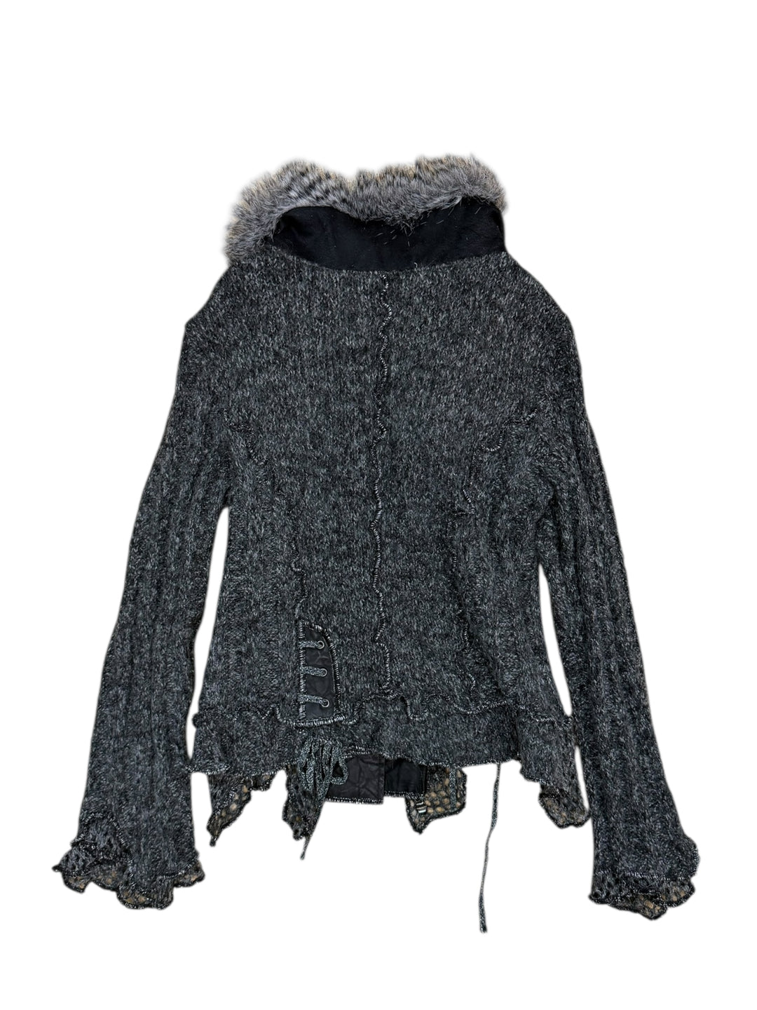 Patrice breal faux fur boho knit jacket medium