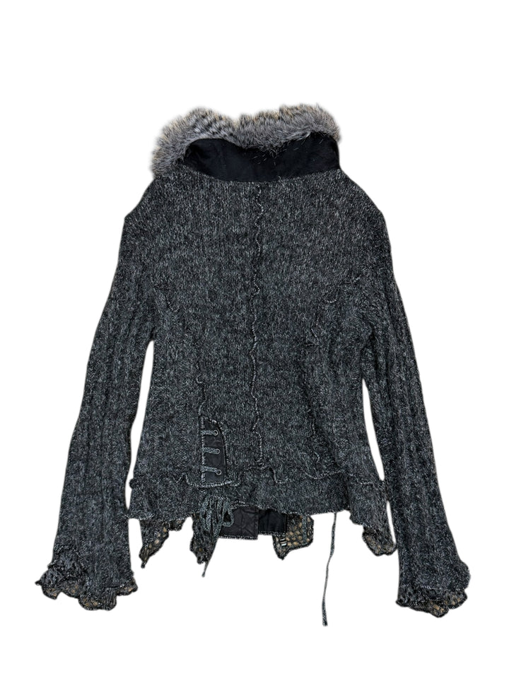 Patrice breal faux fur boho knit jacket medium