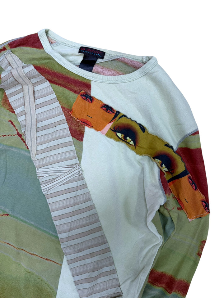 Custo Barcelona patchwork graphic long sleeve top