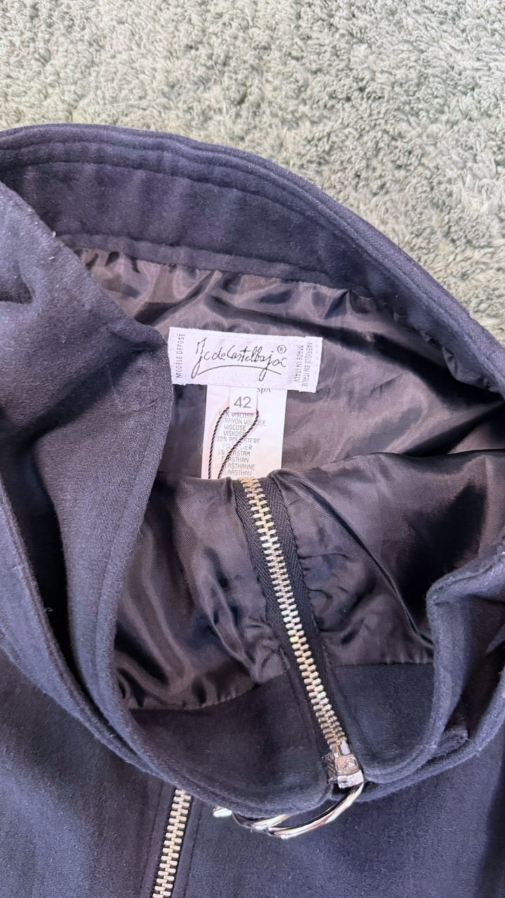 JC de Castelbajac black zip-front midi skirt