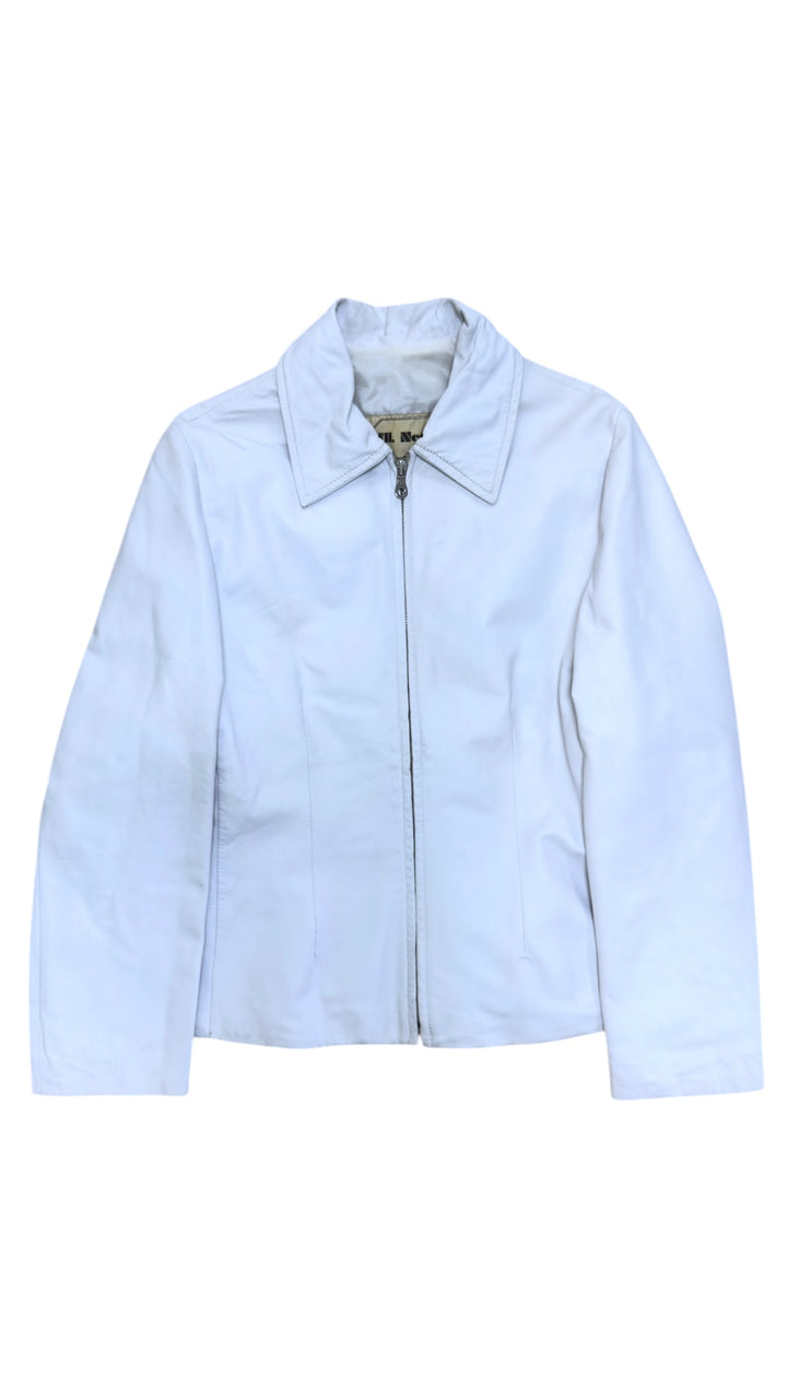 Vintage white leather zip jacket – Made in Italy