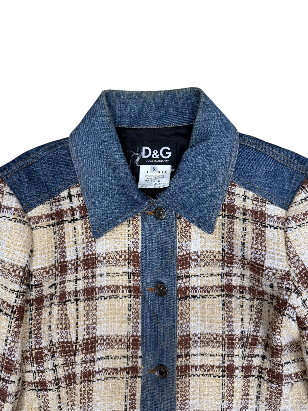 Dolce & Gabbana 2000s Tweed & Denim Contrast Coat Small