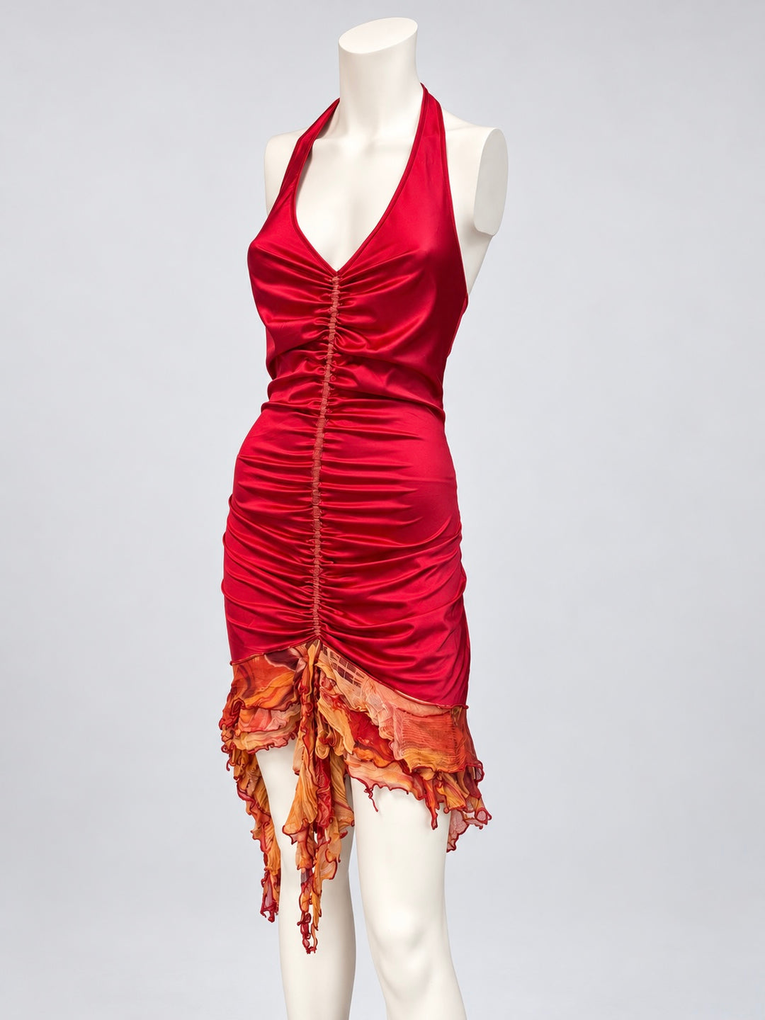 Vintage halter ruched mini dress