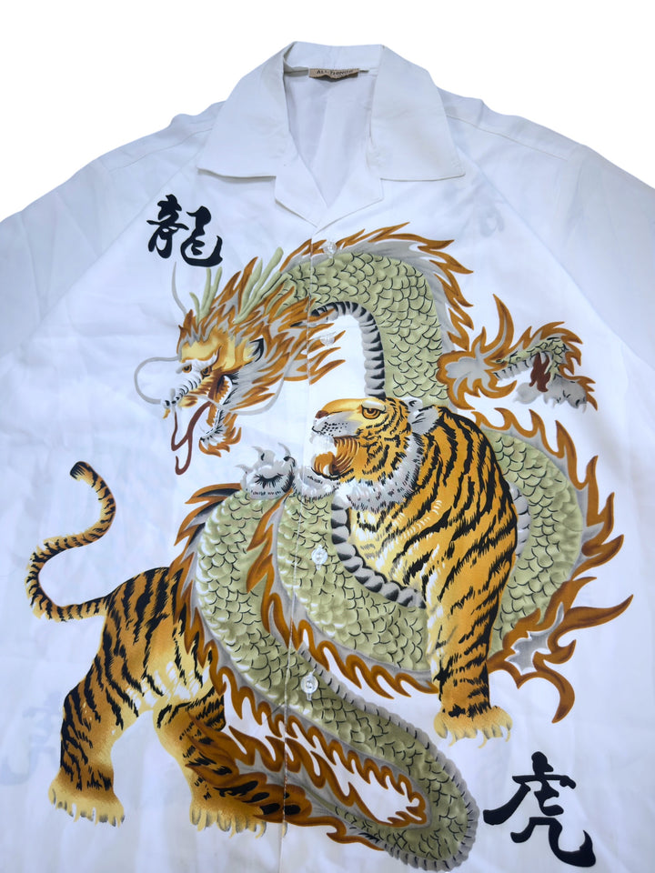 Y2K dragon & tiger graphic camp collar shirt