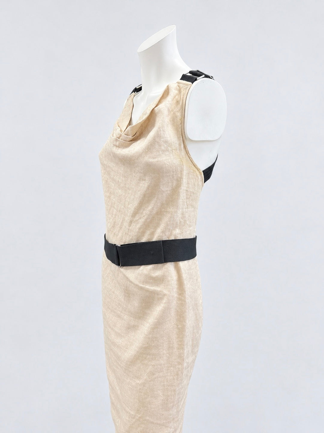 Dolce&Gabbana Champagne Linen Mini Dress with Cross-Back Straps Medium
