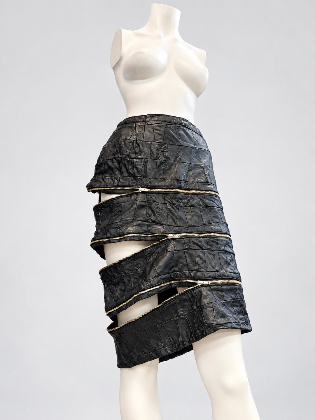 Vintage black patchwork zip skirt