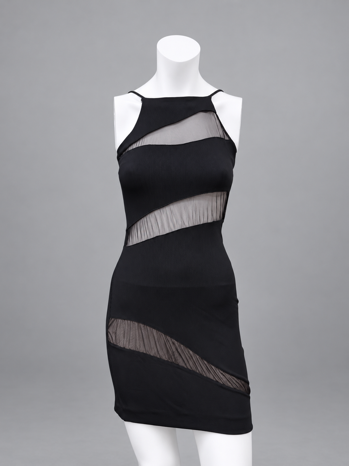 Cinema mesh panel mini dress