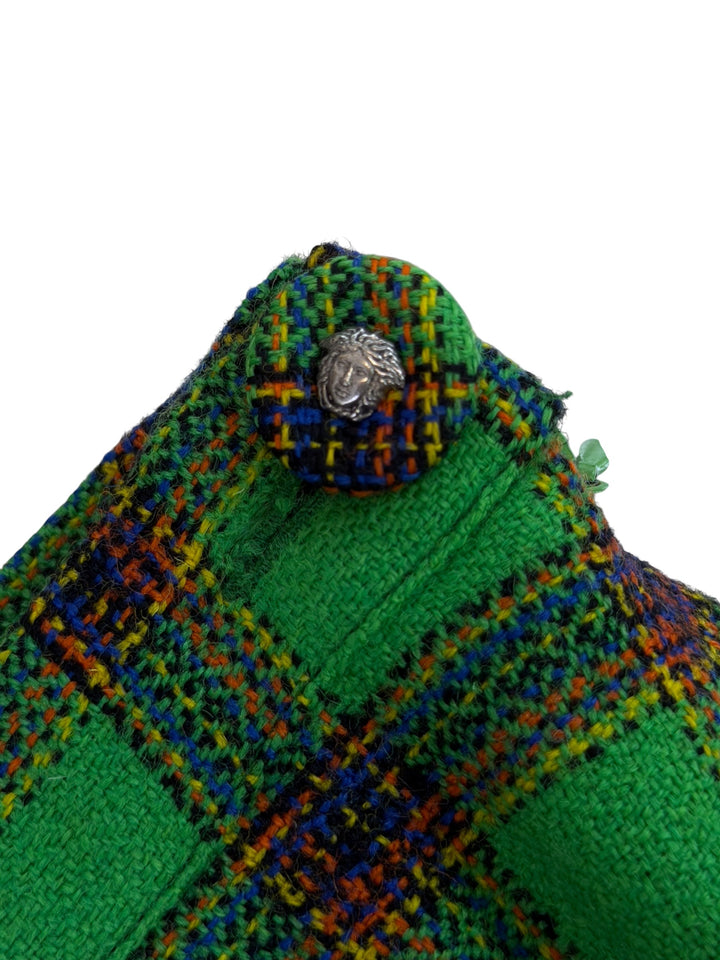 Versace Jeans Couture vintage green plaid mini skirt