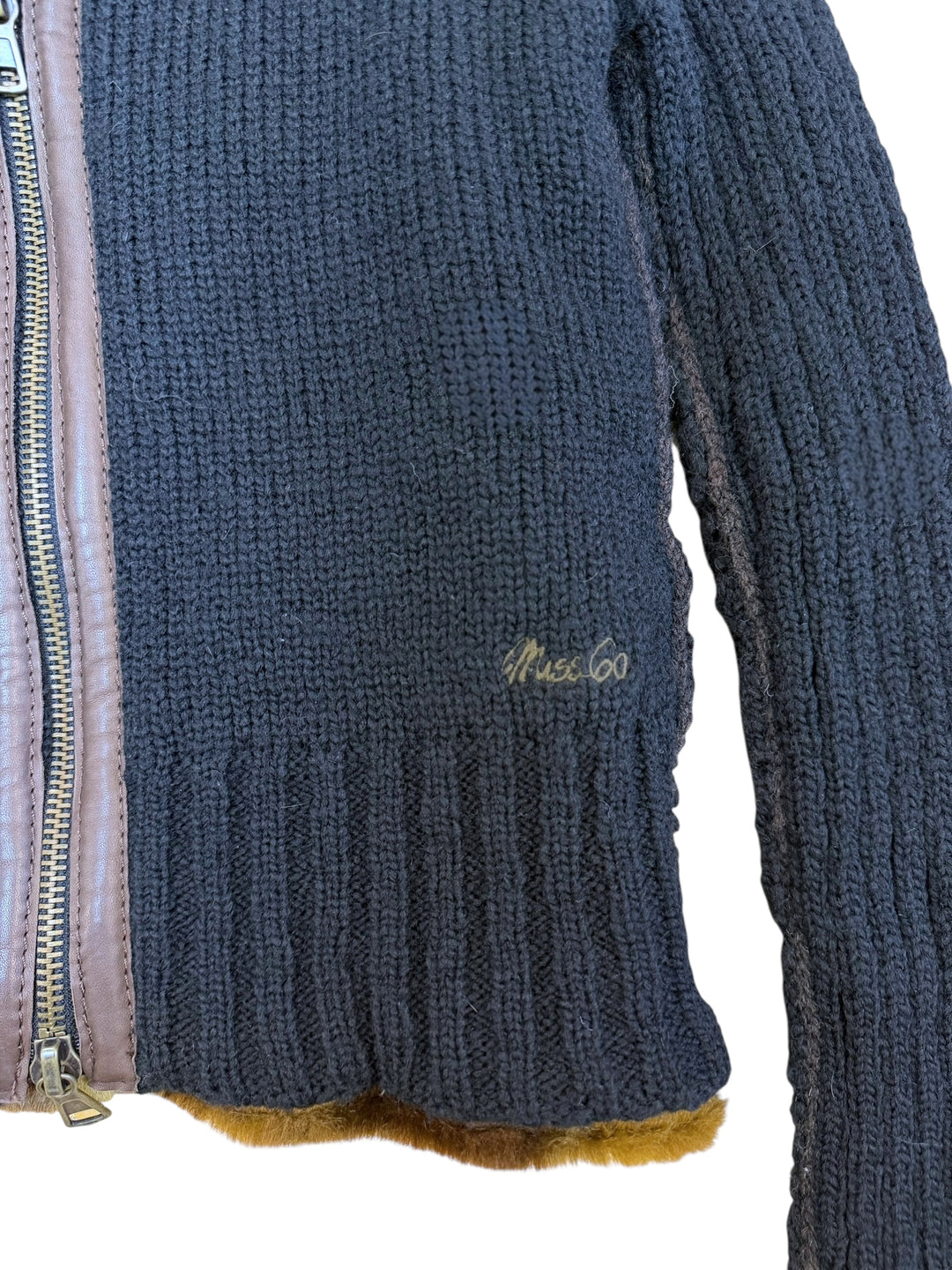 Miss Sixty fur zip up knit jacket