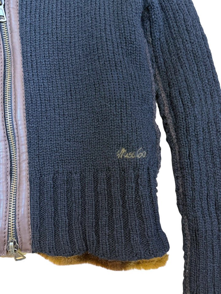 Miss Sixty fur zip up knit jacket